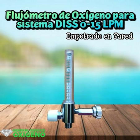 Flujómetro de Oxígeno para sistema DISS 0-15 LPM
