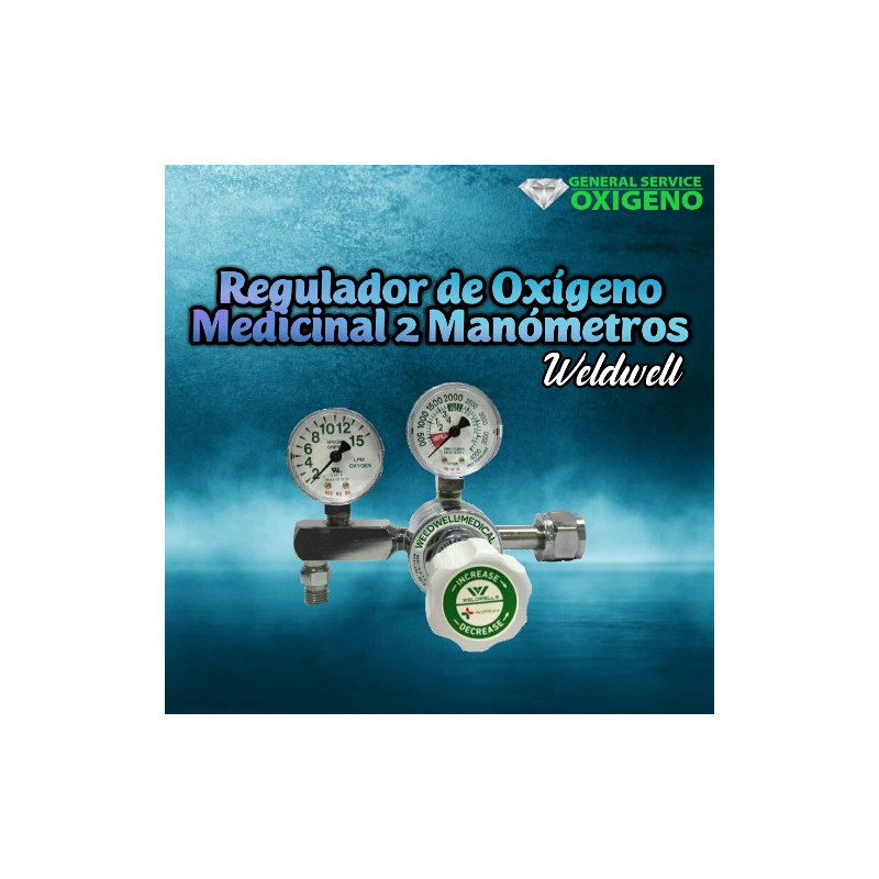 Regulador de oxígeno medicinal 2 Manómetros Weldwell