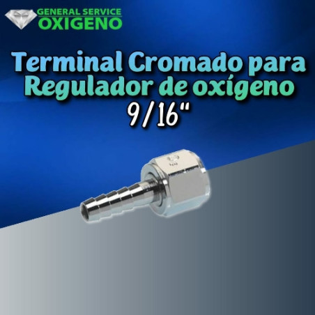 Terminal cromado para regulador de oxígeno 9/16"